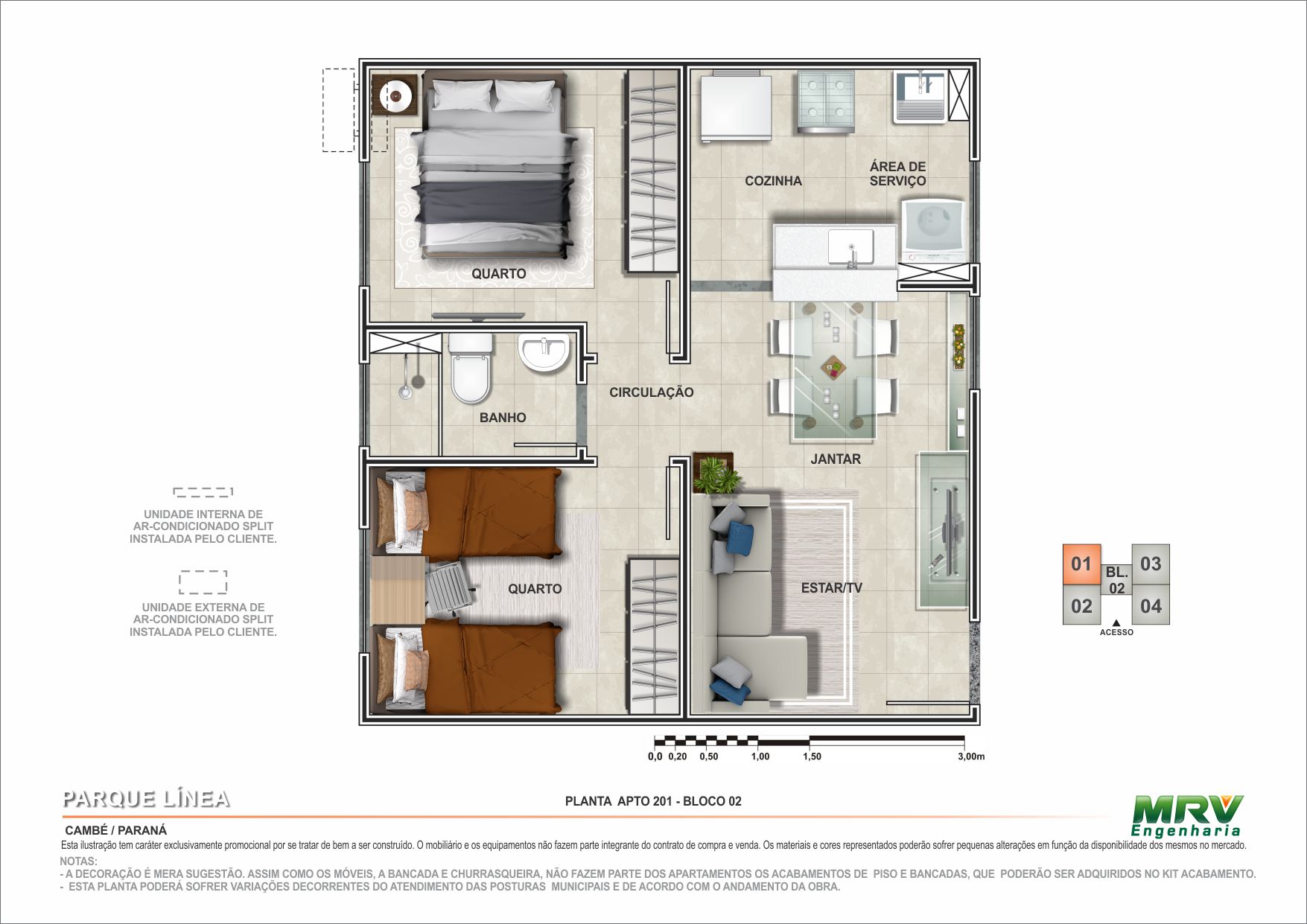 Na Planta Parque Línea Apartamentos em Cambé MRV Engenharia