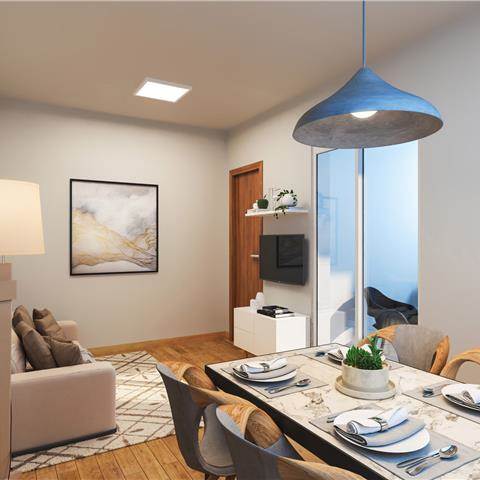 Perspectiva da sala, Residencial Nova Amsterdã 2 quartos