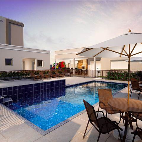 Piscinas Adulto e Infantil noturna , Residencial Nova Amsterdã 2 quartos